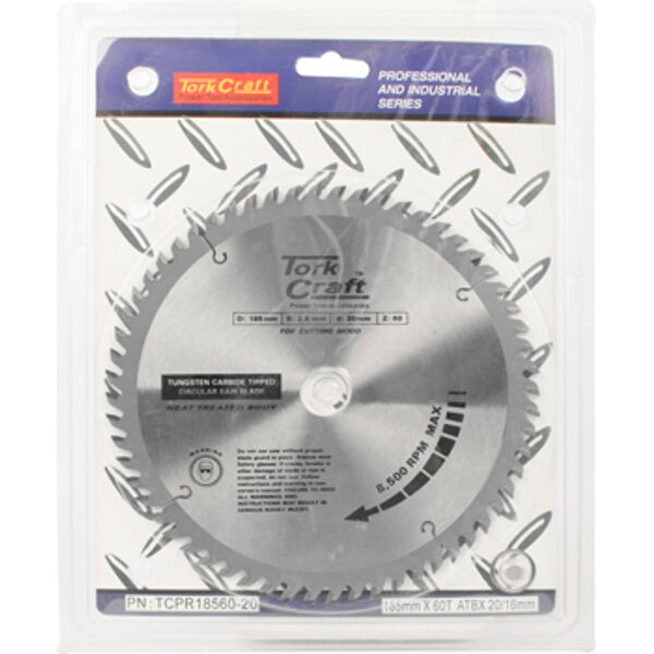 Tork Craft 185mm TCT Circular Saw Blade - 60 Teeth - Wood Cutting - Professional Grade
