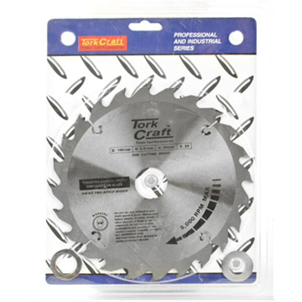 TorkCraft 190mm TCT Saw Blade - 24 Teeth Wood Cutting Blade. Professional Industrial Circular Saw Blade