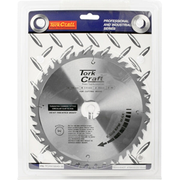 Tork Craft Circular Saw Blade TCT 190mm 40T for Wood Cutting: Professional Grade