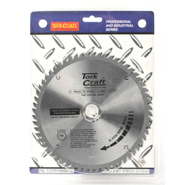 Tork Craft 190mm Circular Saw Blade - 60T Wood Cutting, Professional Grade