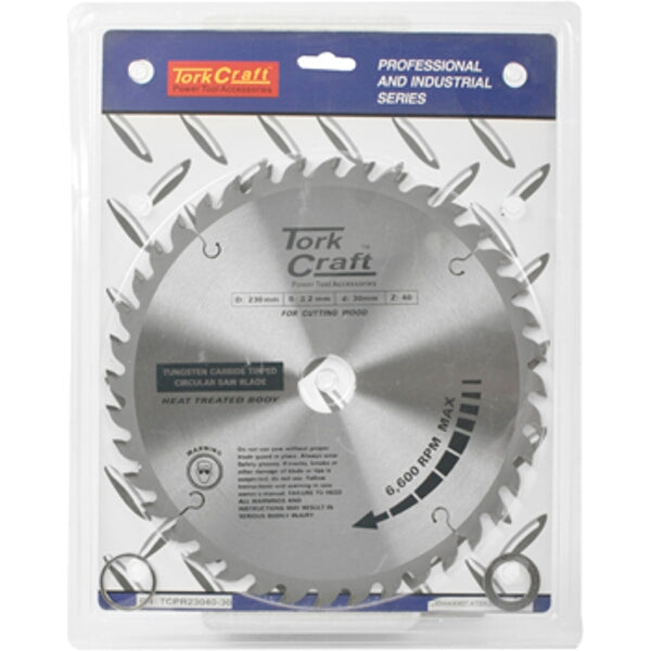 Tork Craft 230mm TCT Circular Saw Blade - 40 Teeth - Wood Cutting