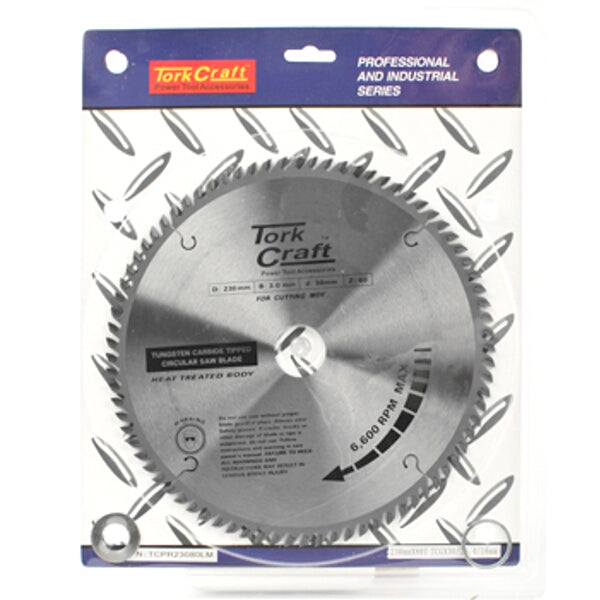 Tork Craft 230mm TCT Circular Saw Blade - 80 Teeth Wood Cutting