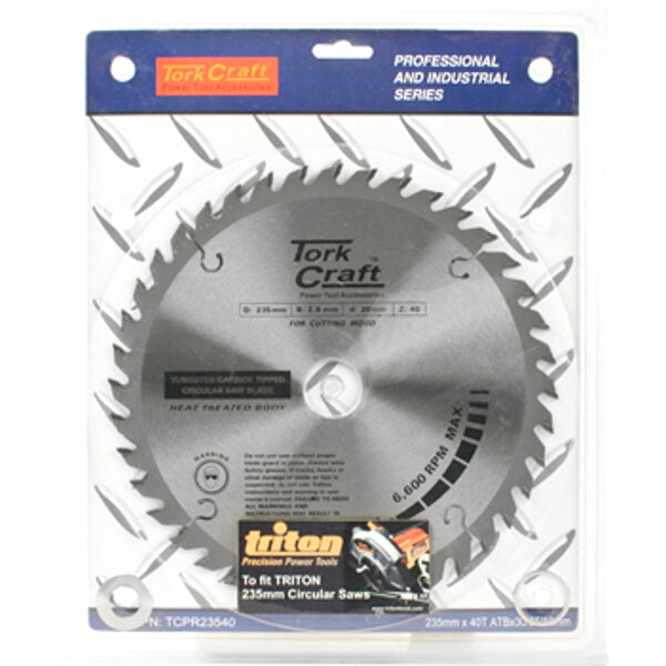 Tork Craft 235mm Circular Saw Blade 40T - Wood Cutting Power Tool Accessory