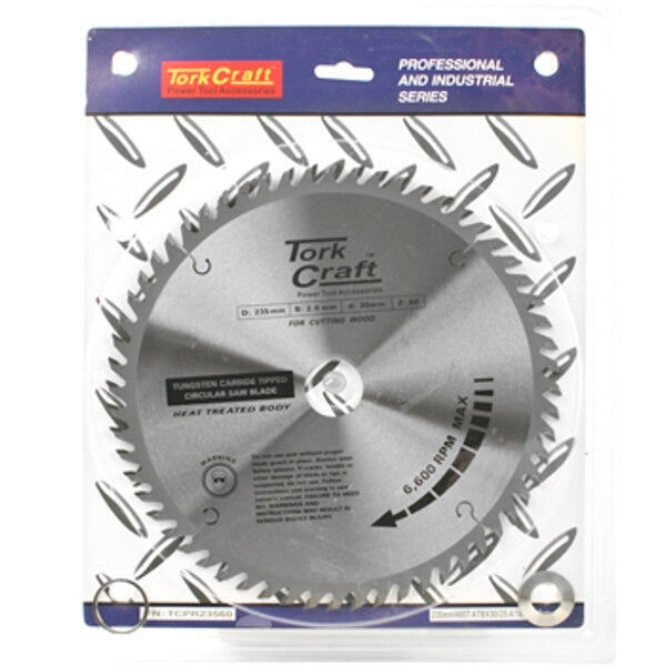 Tork Craft TCT Circular Saw Blade 235mm 60T - Tungsten Carbide Tipped, Wood Cutting, Professional Industrial