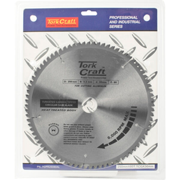 Tork Craft 250mm TCT Saw Blade 80T Aluminum Cutting - Professional Grade Circular Saw