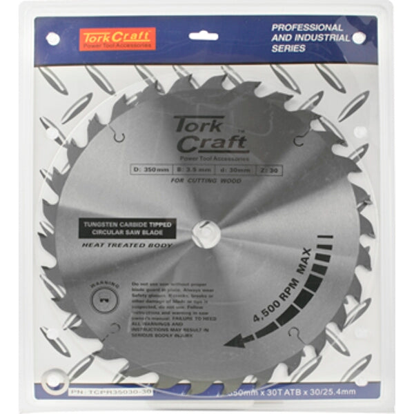 Tork Craft 350mm TCT Saw Blade for Wood Cutting - 4500 RPM Max