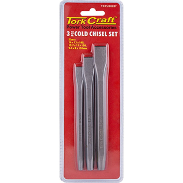 Tork Craft Cold Chisel Set - 3 Piece Power Tool Accessories | Metal Chisels