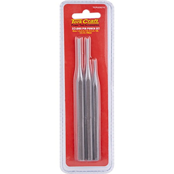 Tork Craft Long Pin Punch Set 3PC - Power Tool Accessory for Removing Pins