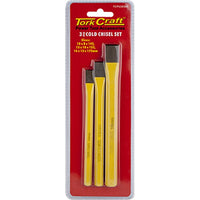 Tork Craft Cold Chisel Set - 3 Piece. Power Tool Accessory for Metalworking, Masonry, and DIY projects. Includes Sizes 10, 13, 16 mm.