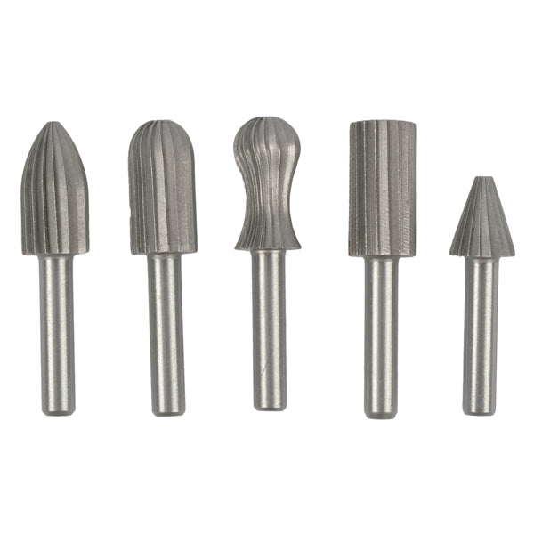 Rotary File Set 5 Piece, Hardened Steel Burrs for Steel Filing, Drill Accessories