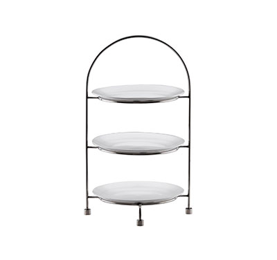 TIGER Tea Cake Stand 3 Tier - 18/10 S/Steel (27Cm Plates Not Included) L256Mm X W256Mm X H421Mm - TCS0027