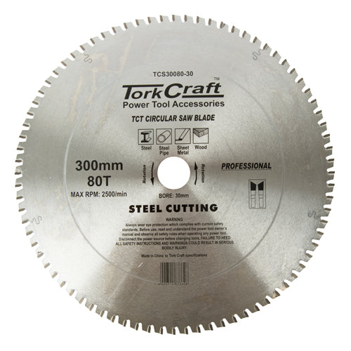 TorkCraft TCT Steel Cutting Saw Blade 300mm 80T. Carbide circular blade for cutting steel, steel pipes & metal sheets.