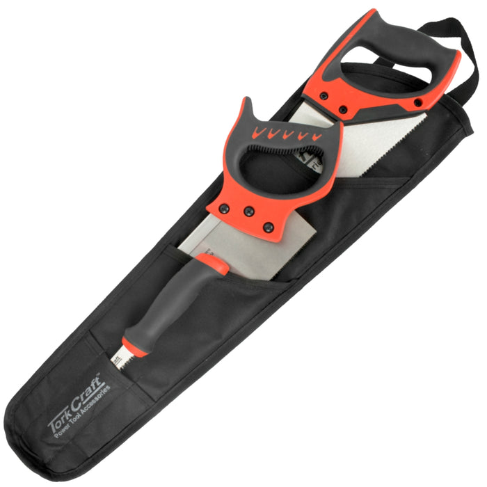 3pc Hand/Back/Job Saw Set in Nylon Bag - TorkCraft Saws for Woodworking, Carpentry, and DIY Projects
