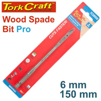 Tork Craft Wood Spade Bit Pro 6mm x 150mm. Drill bit for wood boring. 