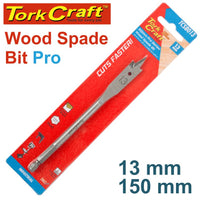 TorkCraft Wood Spade Bit Pro 13mm x 150mm: Fast Cutting Drill Bit for Woodworking - High-Quality Tool for Clean, Precise Holes