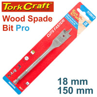 TorkCraft 18mm Wood Spade Bit Pro Series - 150mm Paddle Bit for Woodworking.  