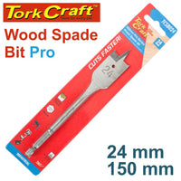 TorkCraft Wood Spade Bit Pro 24mm x 150mm: Wood Boring Tool for Hardwood, Softwood, Chipboard, and MDF - Shop now!