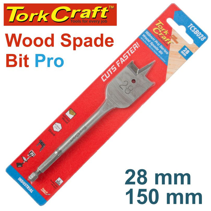 Tork Craft Spade Bit Pro Series 28 Mm X 150 Mm Tcsb028 TORK CRAFT