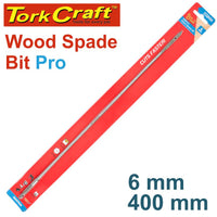 Tork Craft Wood Spade Bit Pro Series 6mm x 400mm: Professional Wood Drilling Tool. Cuts Faster!