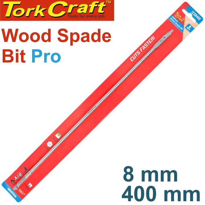 Tork Craft Wood Spade Drill Bit Pro 8mm x 400mm: Cuts Faster, Industrial Quality