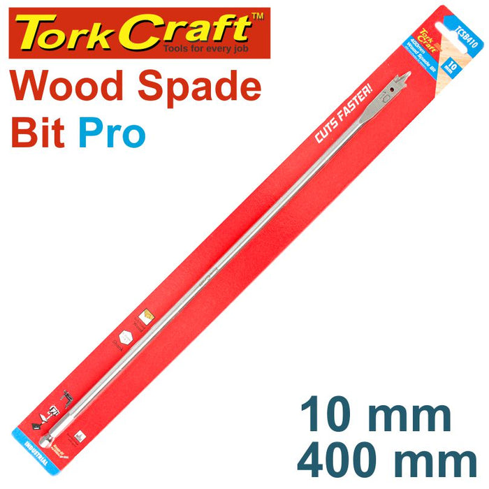 Tork Craft Wood Spade Bit Pro Series 10mm x 400mm | Drill Bit, Paddle Bit, Butterfly Bit, Woodworking Tools