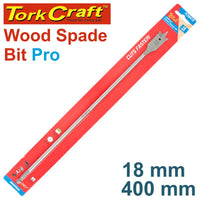 Tork Craft 18mm Wood Spade Bit Pro Series 400mm Long. Wood Drill Bit for Fast, Clean Cuts.
