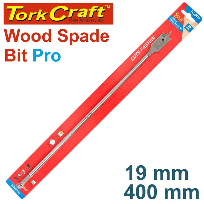 Tork Craft Wood Spade Bit Pro 19mm x 400mm: High-Quality Drill Bit for Woodworking