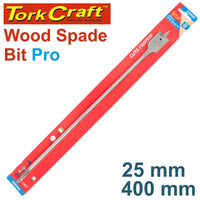 Tork Craft 25mm x 400mm Wood Spade Bit Pro Series:  Drill Bit for Woodworking, Paddle Bit, Butterfly Bit