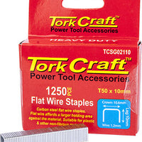 Tork Craft Flat Wire Staples T50 10mm 1250-Piece Carbon Steel Heavy Duty