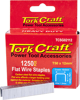 Tork Craft T50 Flat Wire Staples: 1250 Heavy Duty Staple Gun Accessories