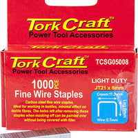 Tork Craft Staples JT21 8mm Fine Wire Light Duty - 1000 Count - Power Tool Accessories, Upholstery, Textiles, Fasteners