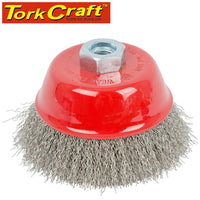 TorkCraft Wire Cup Brush 100mm M14 Crimped Stainless Steel - Metal Grinding, Rust Removal