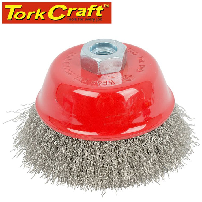 TorkCraft Wire Cup Brush 100mm M14 Crimped Stainless Steel - Metal Grinding, Rust Removal