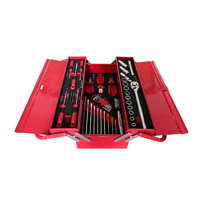 Tork Craft 71-Piece Cantilever Toolbox: Compact, 3-Tray Tool Storage (365x255x265mm)