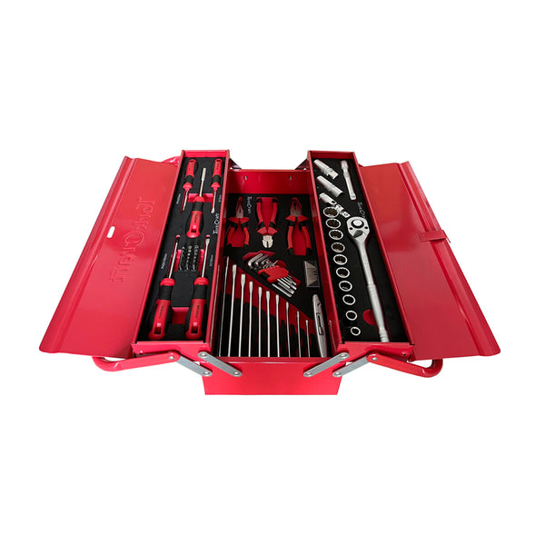 Tork Craft 71-Piece Cantilever Toolbox: Compact, 3-Tray Tool Storage (365x255x265mm)