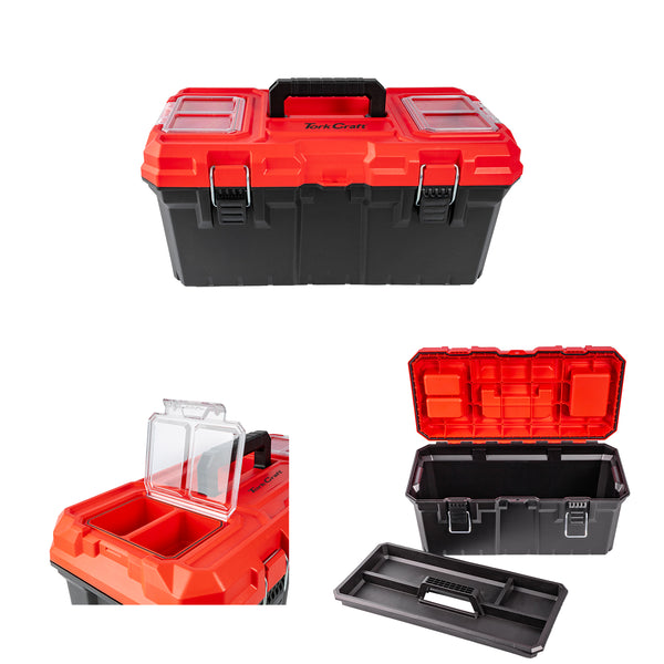 Tork Craft Heavy Duty Plastic Tool Box With Organizer Red/Black 415 Mm Tctb300