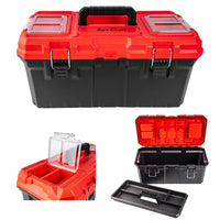 TORK CRAFT : Heavy Duty Plastic Tool Box With Organizer Red/black 550mm : TCTB310