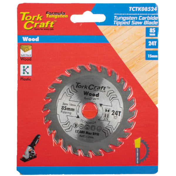 TCT SAW BLADE 85MM X 1.2MM X 15MM X 24T WOOD THIN KERF
