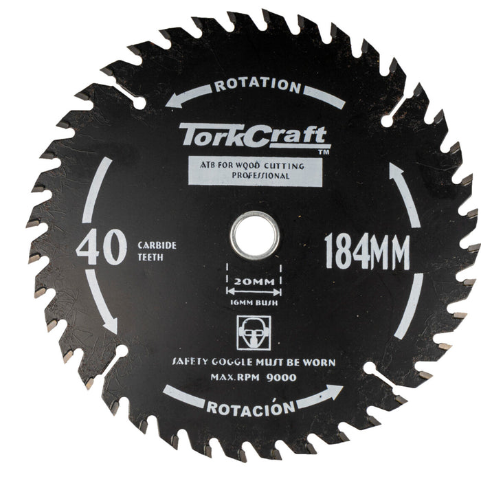 SAW BLADE THIN KERF 184 X 40T 20/16 TCT