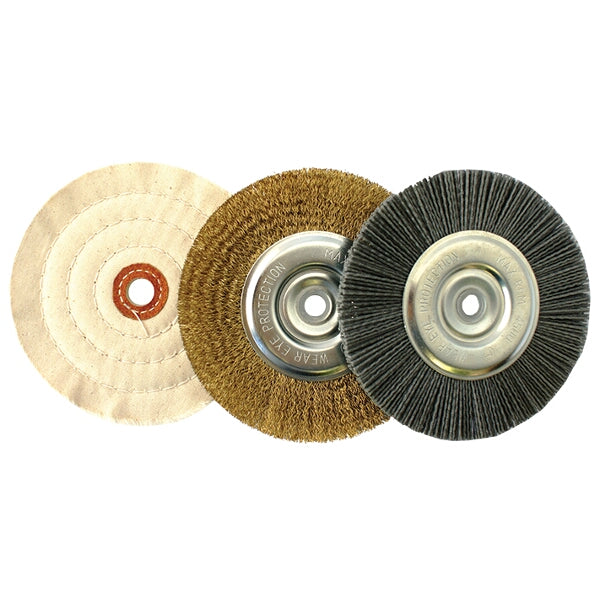 Bench Grinder Wheel Set: Wire, Buffing, & Nylon - 150mm. Grinder Accessories by chavda.com