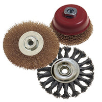 Wire Brush Set: Wheel Brush, Cup Brush & Twist Knot Wheel - Ideal for Rust Removal, Paint Stripping, and Surface Preparation