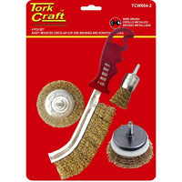TorkCraft 4-Piece Wire Brush Set: Metal Cleaning Brushes for Power Tools, Rust Removal, and Surface Prep - Shop Online!