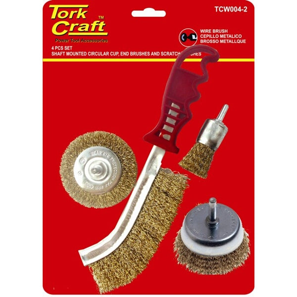 TorkCraft 4-Piece Wire Brush Set: Metal Cleaning Brushes for Power Tools, Rust Removal, and Surface Prep - Shop Online!
