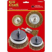 TorkCraft Wire Brush Set: 5 Piece Power Tool Attachments for Drill, Cup, Circular & End Brushes for Rust & Paint Removal