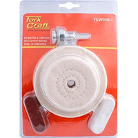 Tork Craft Buffing Wheel Set: 6PC Polishing Kit with Compound - 65mm, 75mm, 100mm Drill Attachment