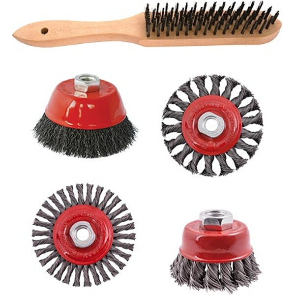 Wire Brush Angle Grinder Kit M14 Crimped & Knotted Set 5Pce | chavda.com