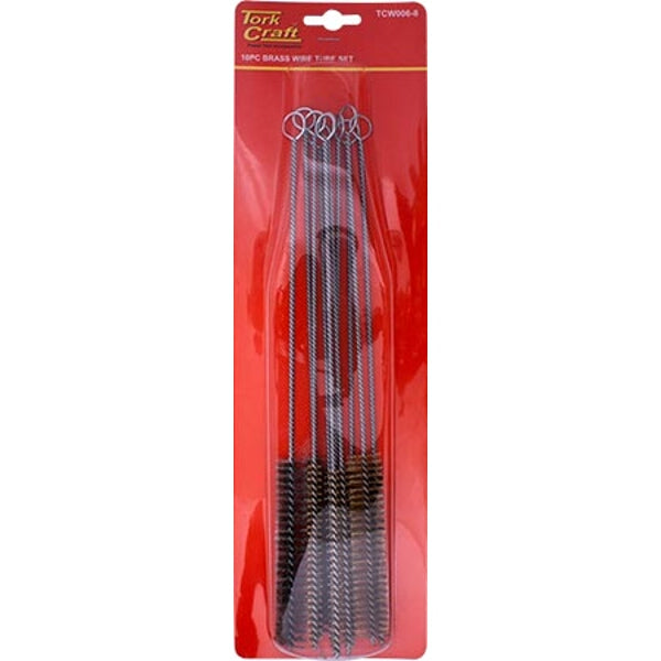 Brass Tube Brushes, Pipe Cleaning Set, 10 Piece Wire Brush Kit