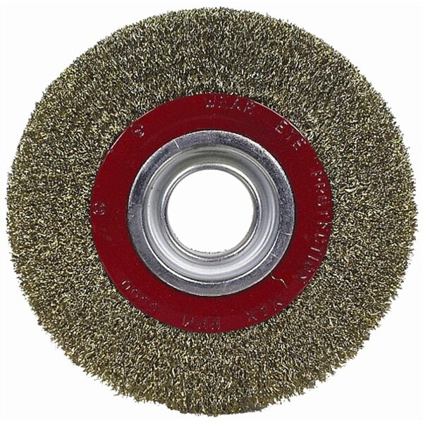 Wire Wheel Brush 150mm - Bench Grinder Accessory - Brass - Rust & Paint Removal - Chavda.com