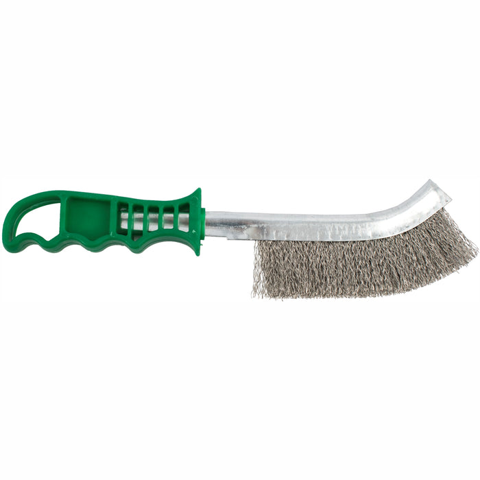 Stainless Steel Wire Hand Brush - Heavy Duty Metal Scraper Brush with Green Handle for Rust Removal & Cleaning