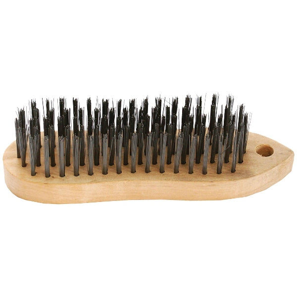 Wire Hand Brush - Wood Handle, Rectangular Block Brush for Cleaning, Rust Removal, and Surface Prep